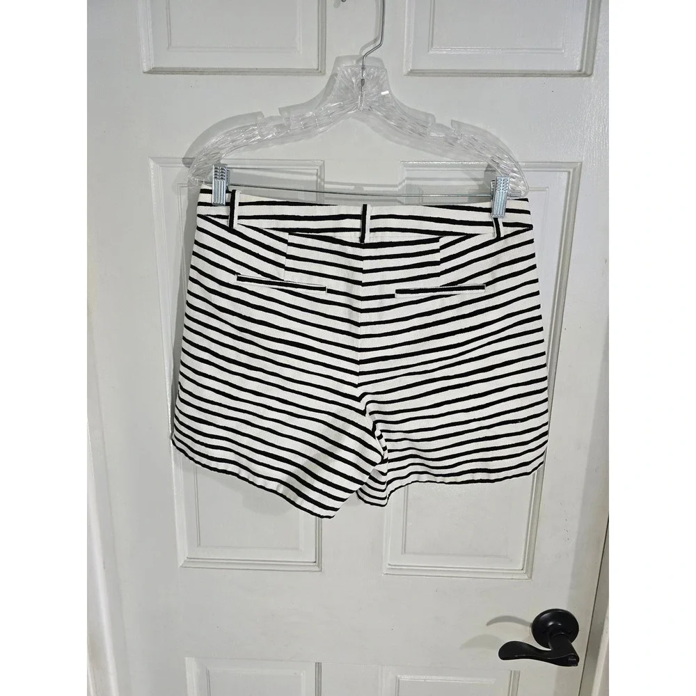 J.Crew Womens Striped‎ Textured Cotton Shorts Navy White Size 10 C4892